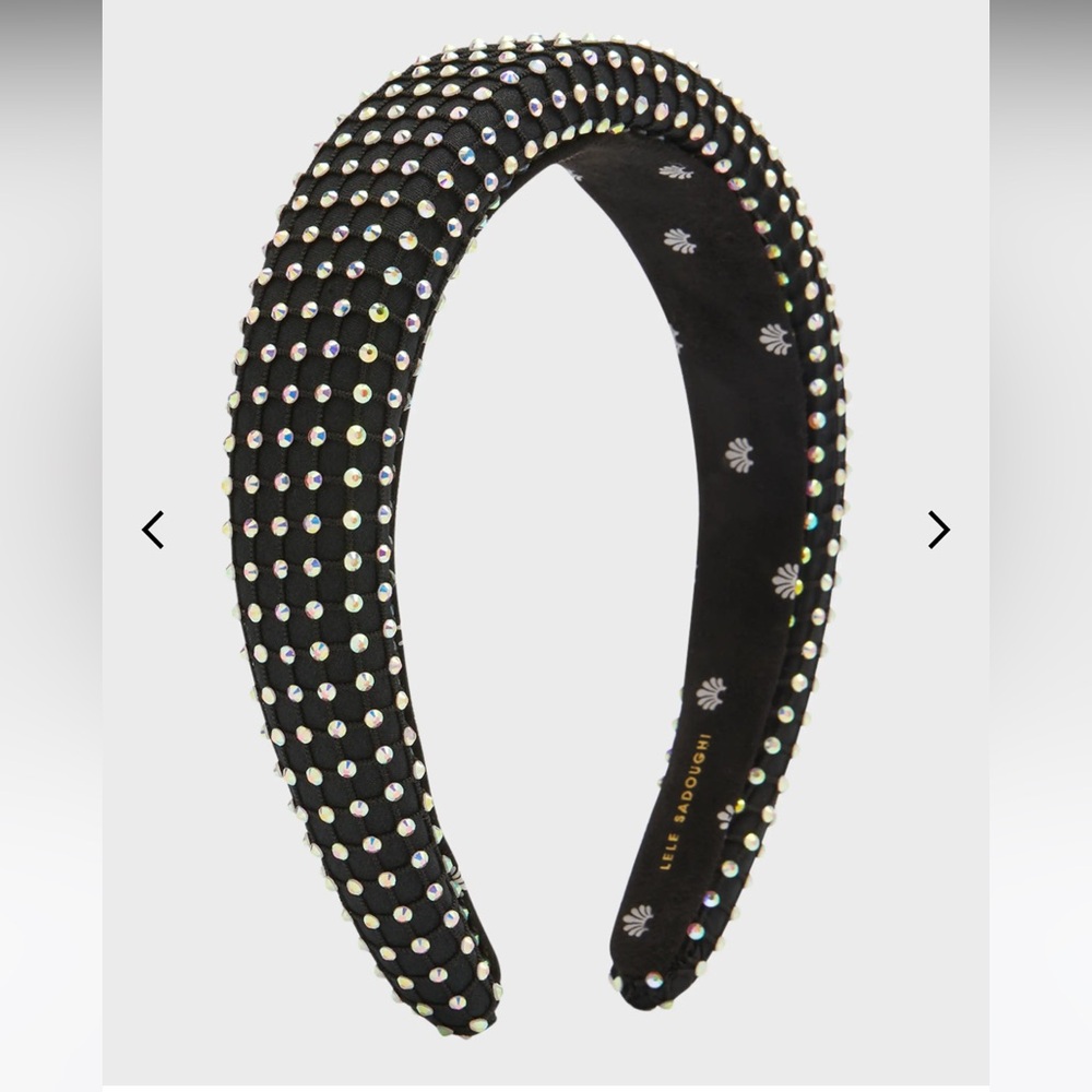 Lele Sadoughi Black Crystal Mesh Alice Headband